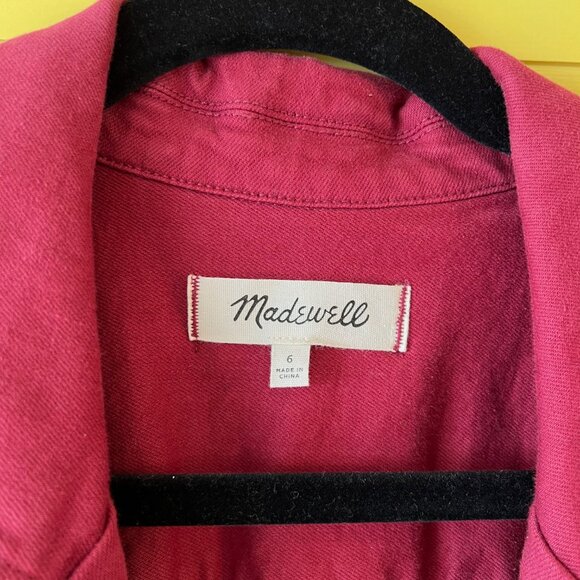 Madewell Garment Dyed Denim Slim Coverall Jumpsuit Long Sleeve Red Size 6 - Picture 4 of 9